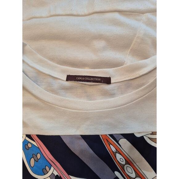 Casga Collection Cotton/Poly Pop Art Italy T-shirt Sz L Detachable Scarf - Picture 5 of 7